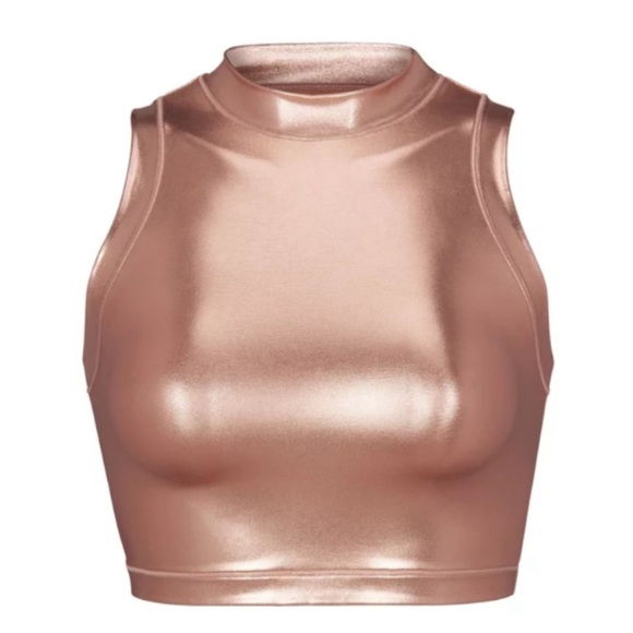 NWT Skims size medium champagne, mock neck tank swimwear metallic - Picture 1 of 4